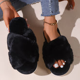 Fluffy Slippers Outerwear Cross Household Indoor Plush Lazy Cotton Slippers